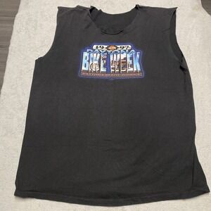 Vintage Harley Davidson Cut Off Shirt 2XL Black Daytona Bike Week 90s 1997